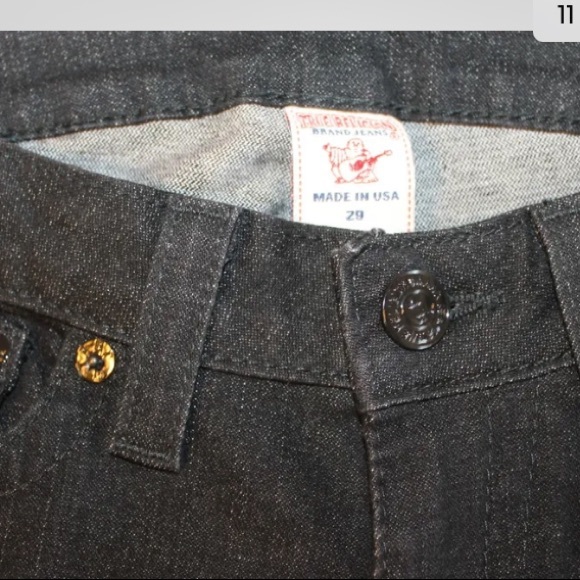 New True Religion Women Black Jeans Denim Boot Leg Joey 29 USA Sequins Logo - Picture 2 of 9